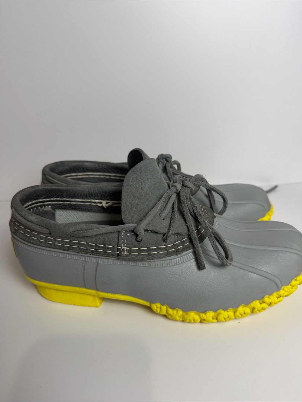 L.L.Bean Gray & Neon Yellow Rubber Duck Moc Shoes Women’s Size 7M Waterproof
